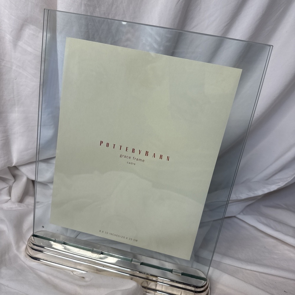 Y2K Pottery Barn Grace Table Floating Glass Picture Frame Chrome Weighted Stand - Picture 11 of 11